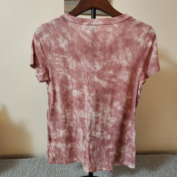 Pink Tie-Dye Lace-Up Women's Top - Picture 3 of 5